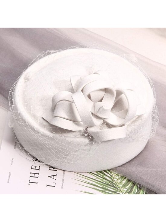 Vintage Wool Felt Pillbox Hat for Ladies | Church Derby Winter Fascinator with main image 5